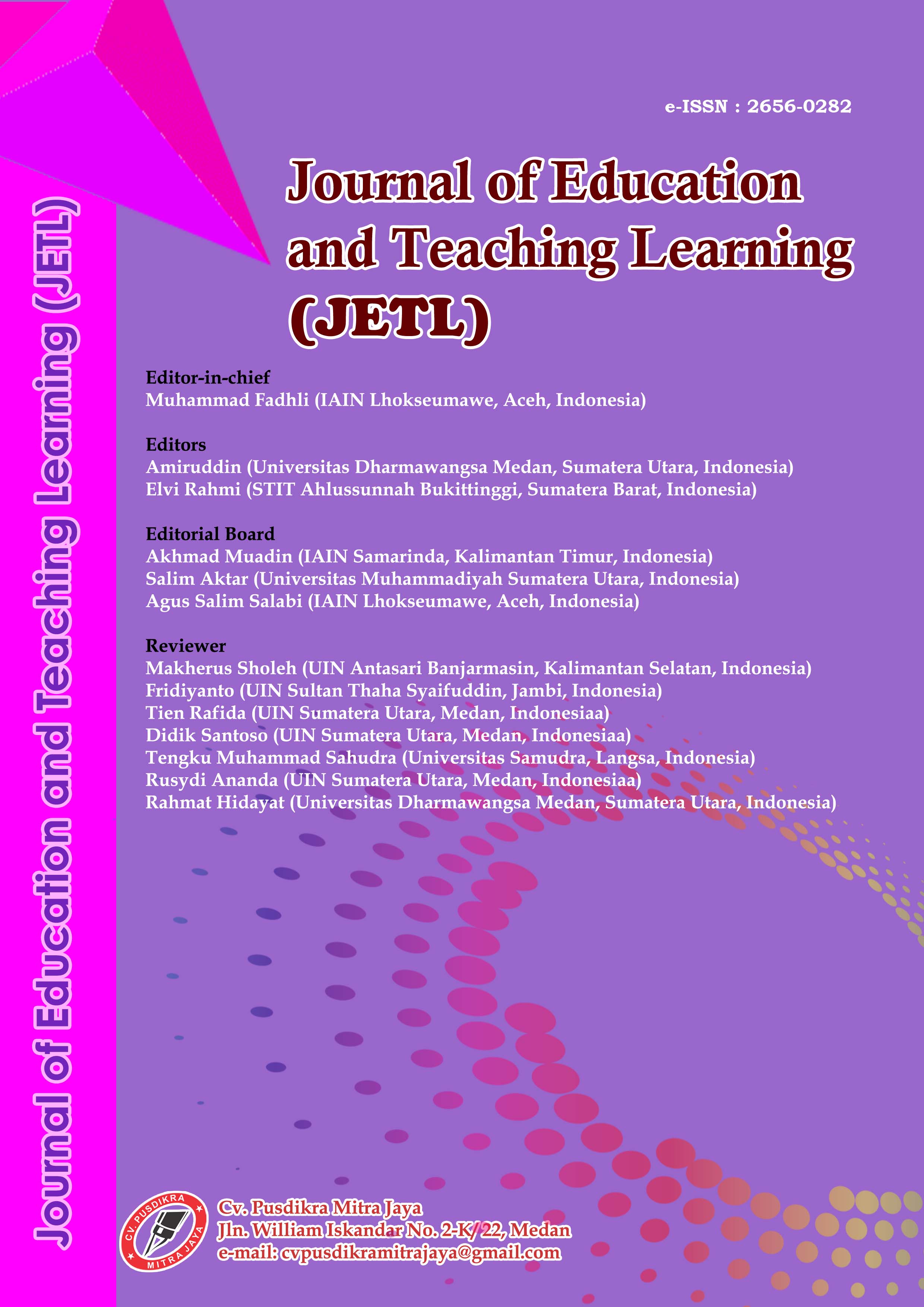 					View Vol. 5 No. 1 (2023): Journal of Education and Teaching Learning (JETL) | On Progres
				